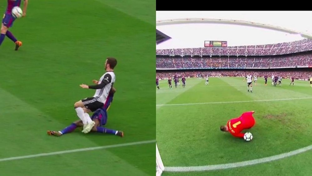 Parejo kept his cool to slide the ball underneath Ter Stegen after Dembele's foul. Screenshot