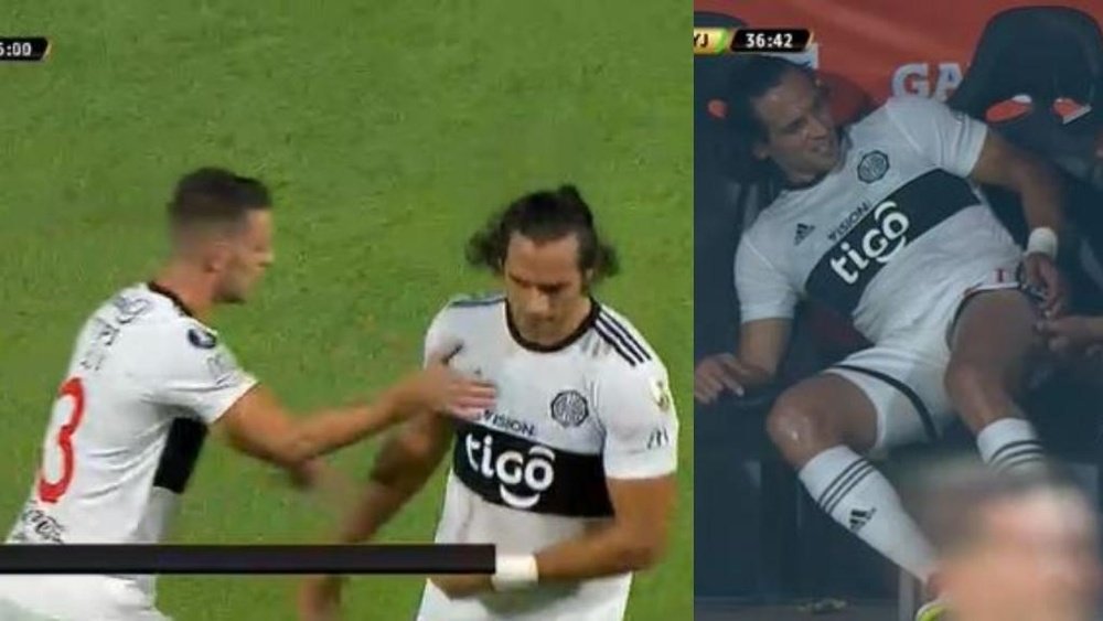 Roque se marchó lesionado a la media hora. Capturas/Libertadores