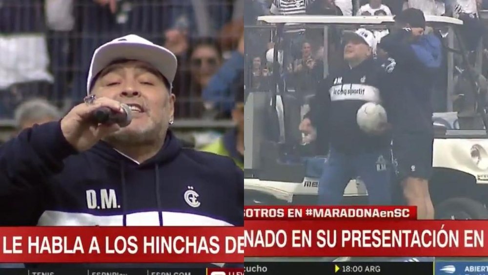 Maradona foi interrompido por invasão. Capturas/ESPN