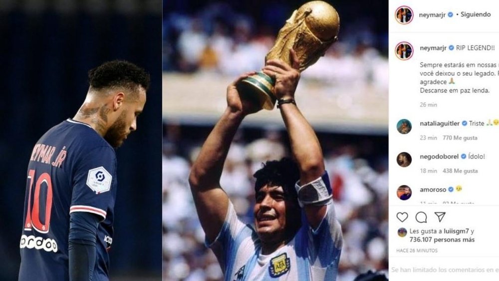 Maradona falleció con solo 60 años. AFP/Instagram/neymarjr
