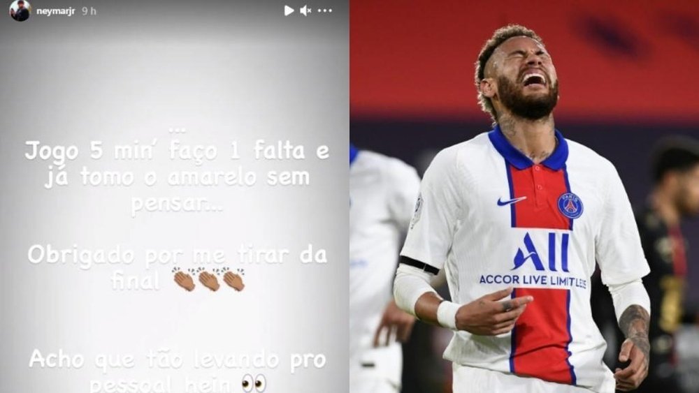 Neymar vio la cartulina amarilla ante el Montpellier. Instagram/neymarjr/AFP
