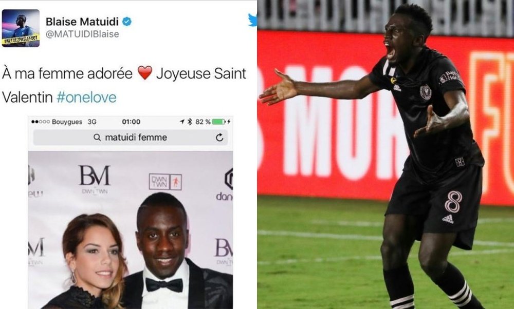 Quand Matuidi souhaitait la St Valentin à sa femme avec une photo Google. Twitter/BlaiseMatuidi/AFP