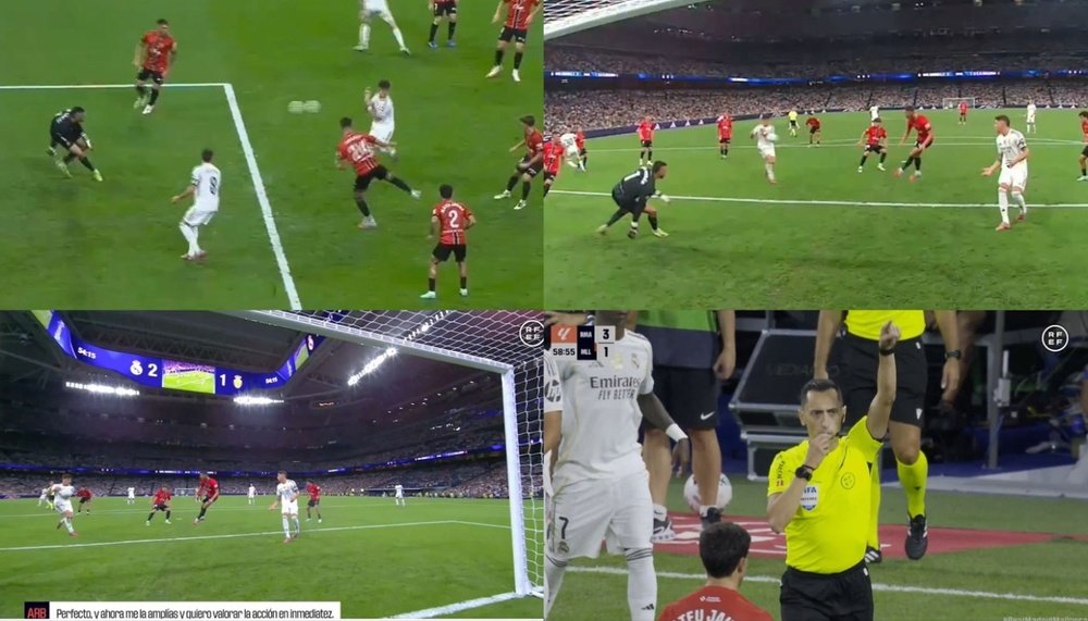 Así analizó el VAR la mano de Arda Güler. Captura/X/rfef