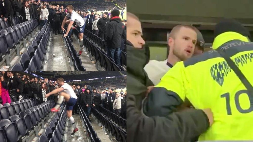 Dier subió a la grada y se montó un lío. Capturas/Twitter/Variasfuentes