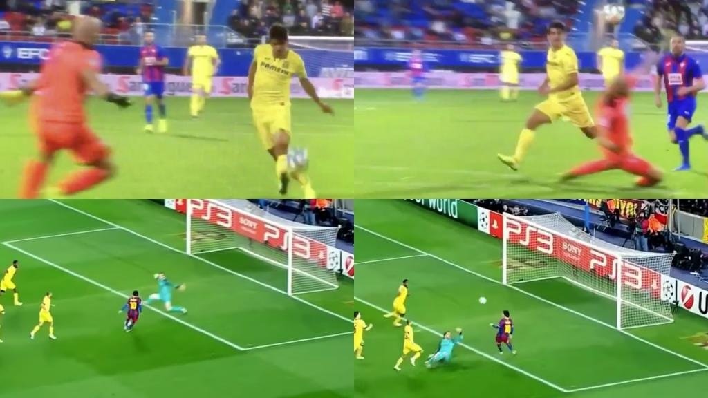 Gerard Moreno scored a carbon copy of Messi's goal v Arsenal in 2010. Capturas/Movistar+ - Youtube