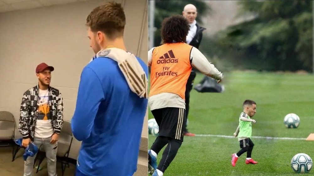 La toile s'amuse de la rencontre Hazard-Doncic. Twitter/DallasMavericks/andrespgrm