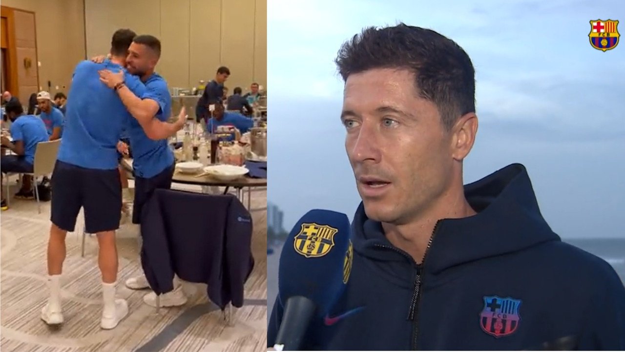 Lewandowski is now in Miami. Screenshot/BarcaTV