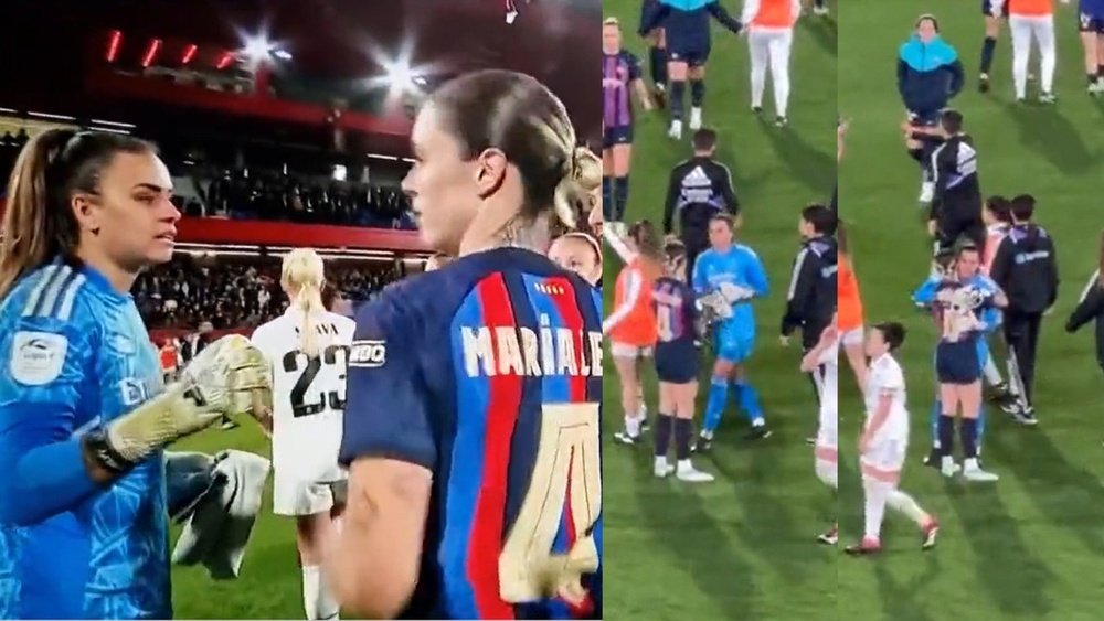 Tras el Barça-Real Madrid, se hizo viral un vídeo de Mapi con Misa. Captura/DAZN/OriolAls