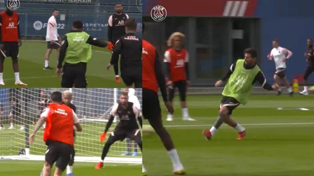 Messi sparkled in PSG's star-studded training. Captura/Twitter/ParisSaint-Germain