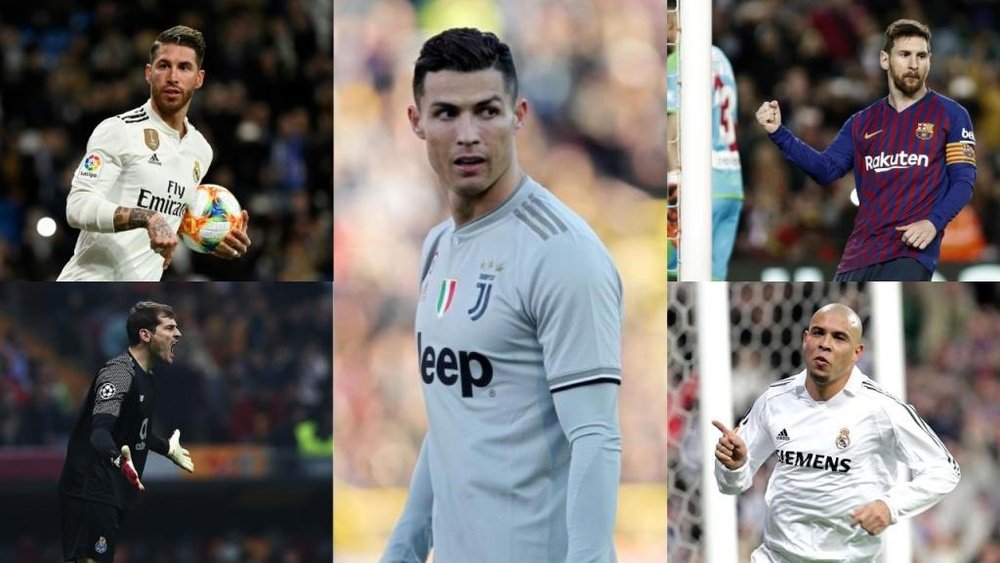 Cristiano, Messi, Casillas, Ronaldo, Ramos... o onze de Negredo. EFE/AFP