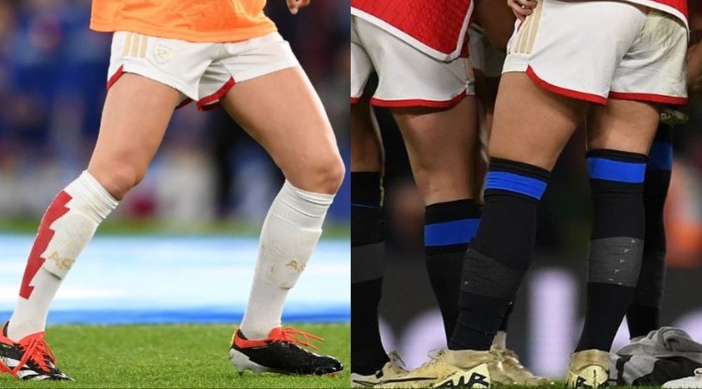 Las jugadoras del Arsenal taparon el logo de Nike con cinta. ArsenalWFC