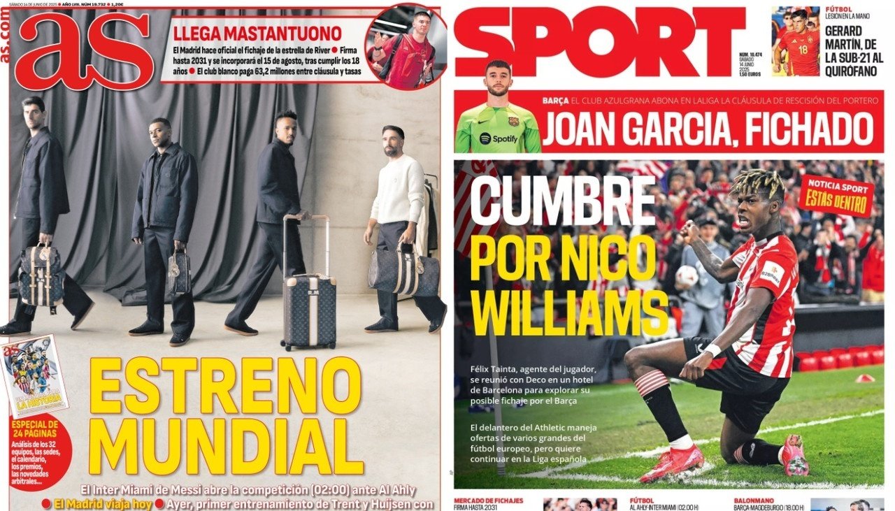 Portadas de la prensa deportiva del 14-06-2025. AS/Sport