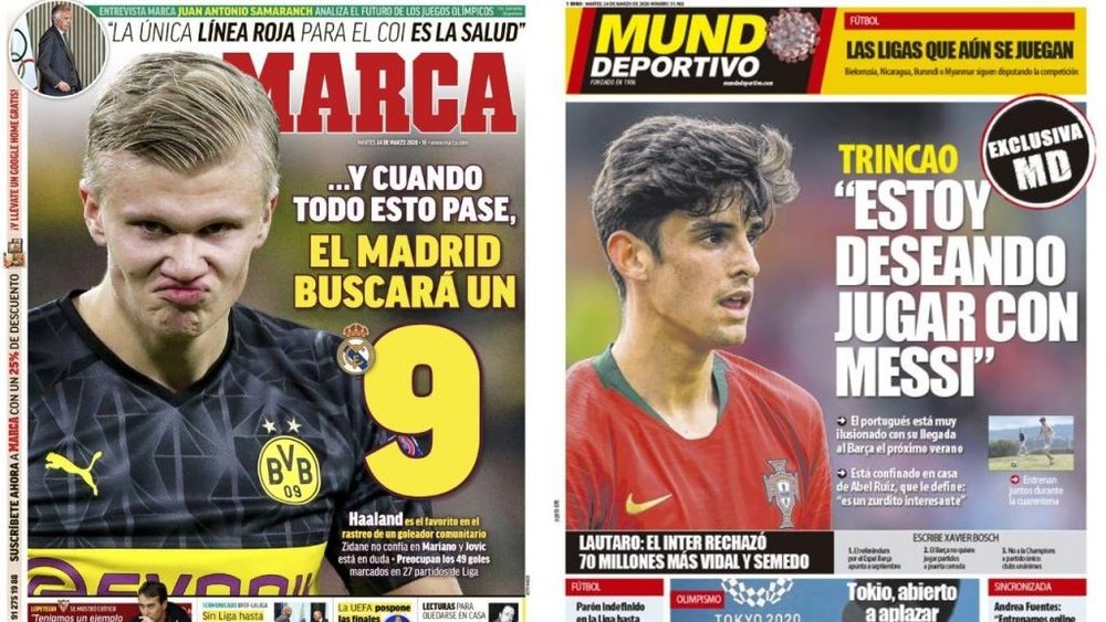 As capas da imprensa esportiva de 24 de março de 2020. Marca/MD