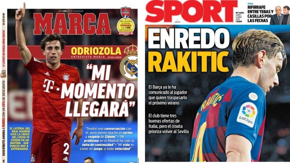 As capas da imprensa esportiva de 6 de abril de . Marca/Sport