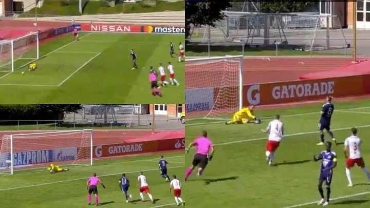 Salzburg GK saves thrice taken penalty all three times!