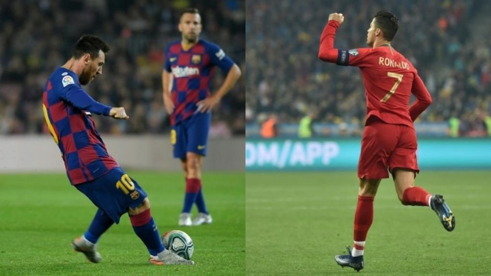 Goals from free kicks: Messi v Cristiano. EFE/AFP