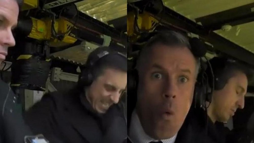 El divertido pique de Neville y Carragher en el United-Liverpool. Capturas/SkySports