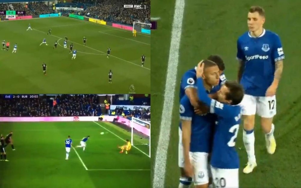 Everton sealed the game early on with two strikes in three minutes. Captura/RMCSport