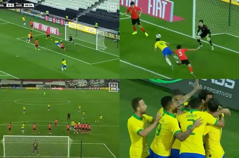 De Paquetá a Coutinho: los dos golazos de Brasil ante Corea. Captura/DAZNEspaña