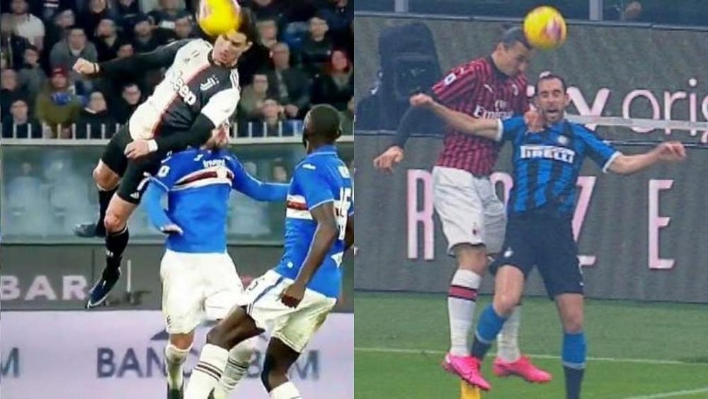 Comparação dos saltos de Cristiano Ronaldo e Zlatan Ibrahimovic. Capturas/DAZN