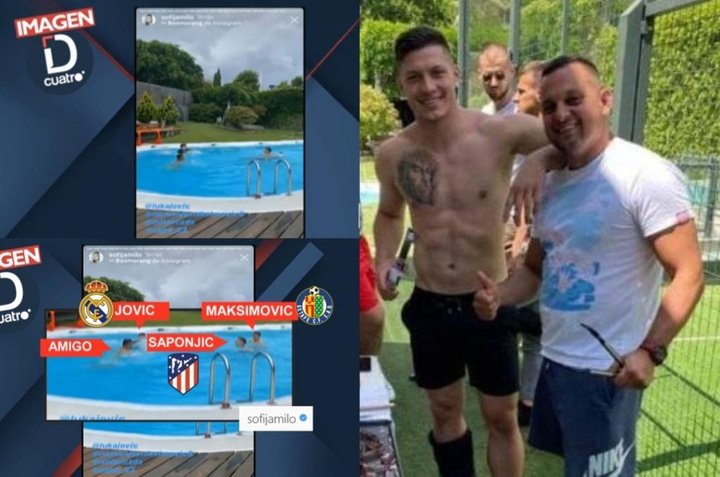 Jovic wasn't alone: Maksimovic and Saponjic, with the Madrid player in the pool