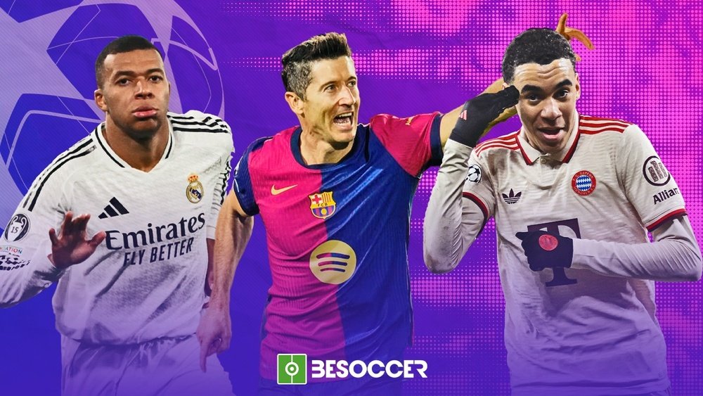 Mbappé (Real Madrid), Lewandowski (Barcelona) et Jamal Musiala (Bayern). BeSoccer
