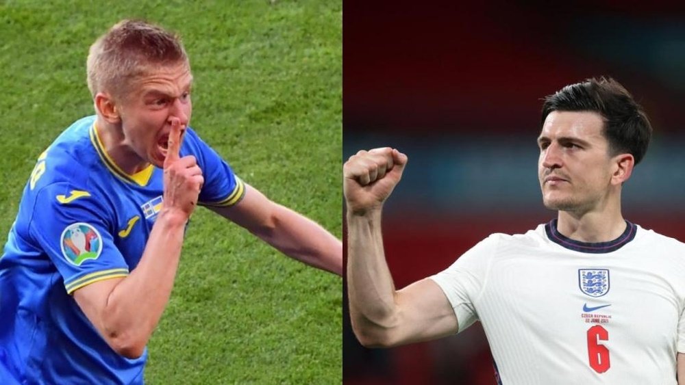 Ucrania e Inglaterra juegan el último encuentro de cuartos de final de la Eurocopa. EFE/AFP