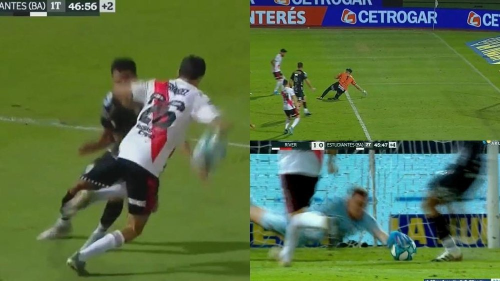 El gol de River llegó con polémica y el árbitro anuló dos más. Capturas/CopaArgentina