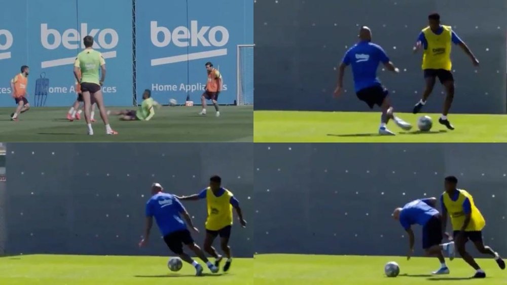Vidal está sofrendo para recuperar o ritmo. Capturas/Twitter/FCBarcelona