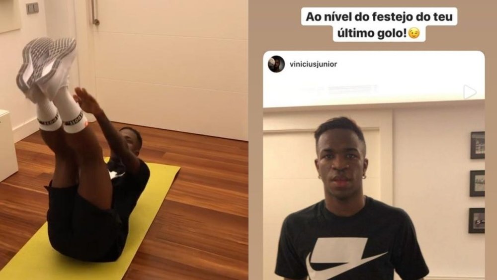CR7 elogia Vinicius por desafio aceito pelo brasileiro. Instagram/viniciusjunior - cristiano