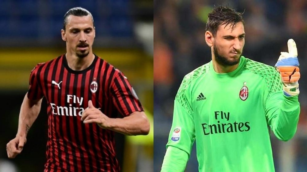 Ibra y Donnarumma, las cuentas pendientes del Milan. AFP/EFE/Archivo