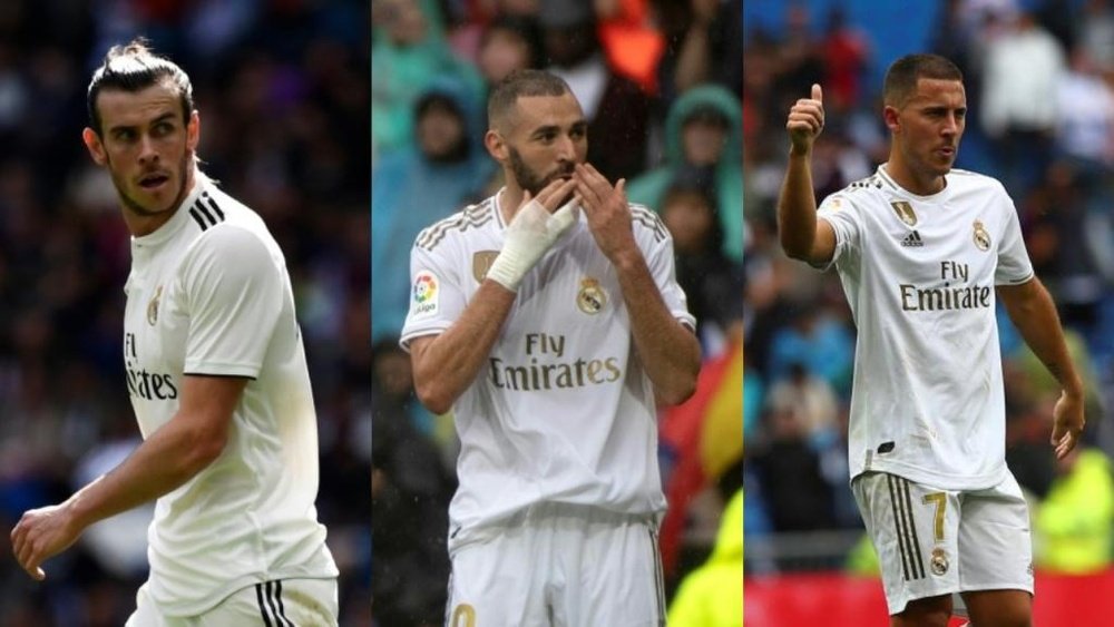 Bale, Benzema y Hazard podrían jugar juntos por primera vez ante el PSG. AFP