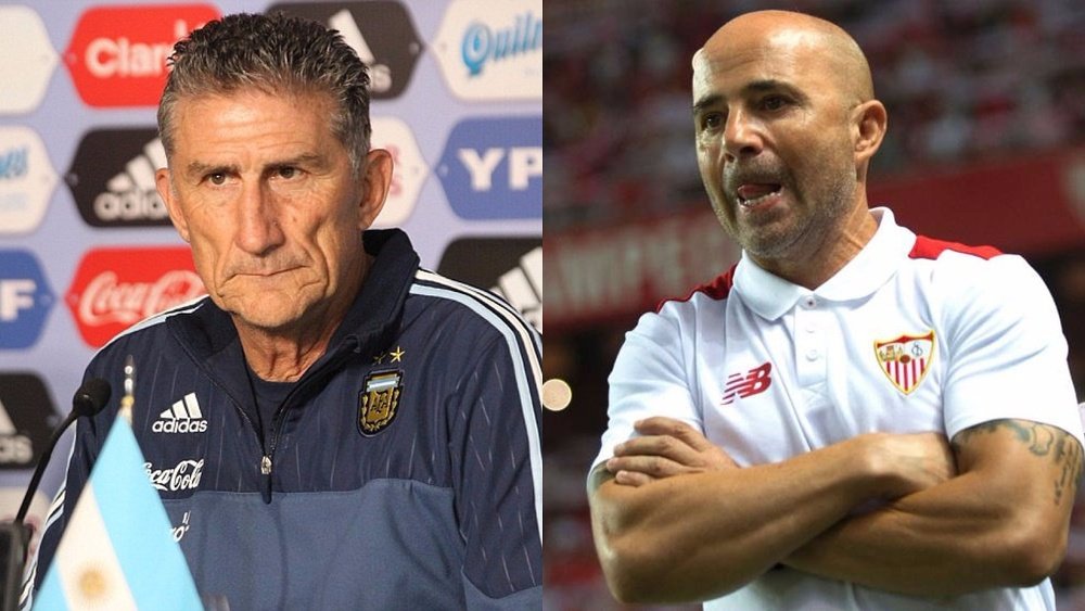 Edgardo Bauza actuel entraîneur de la sélection argentine et Jorge Sampaoli. BeSoccer