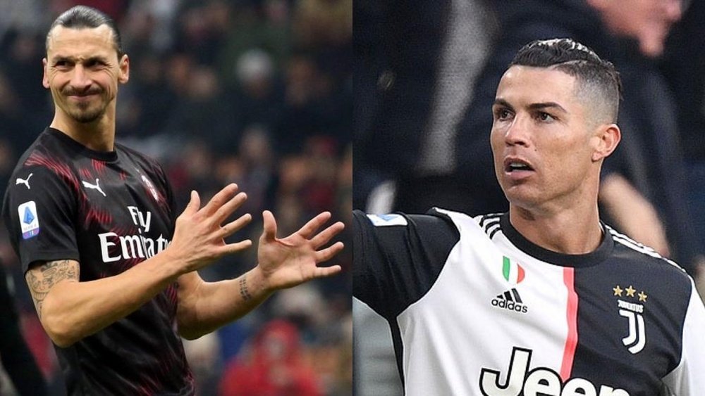 Ibrahimovic e Cristiano Ronaldo devem se enfrentar nesta terça-feira. Montaje/EFE/AFP