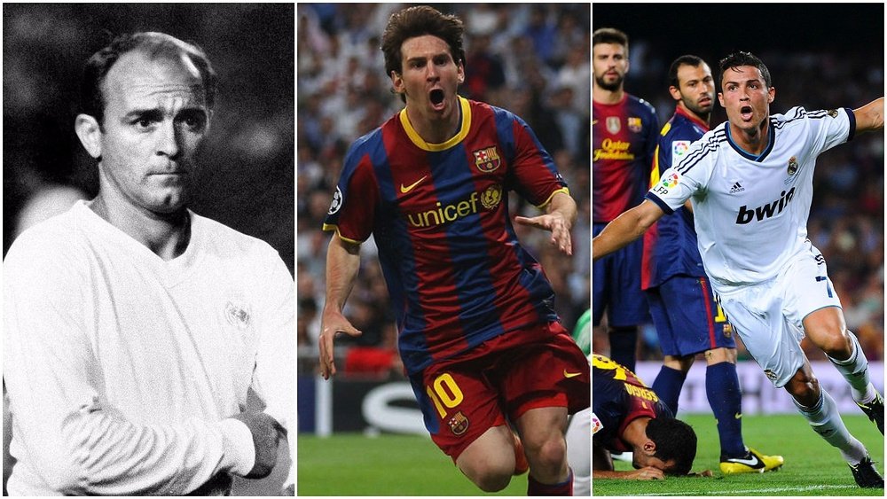Photo montage de Di Stéfano, Messi et Cristiano. BeSoccer