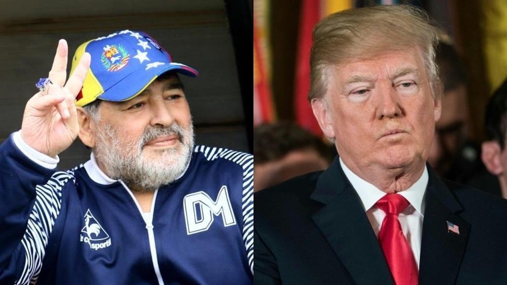 Maradona habló de Venezuela y llamó 'chirolita' a Trump. Montaje/EFE/AFP