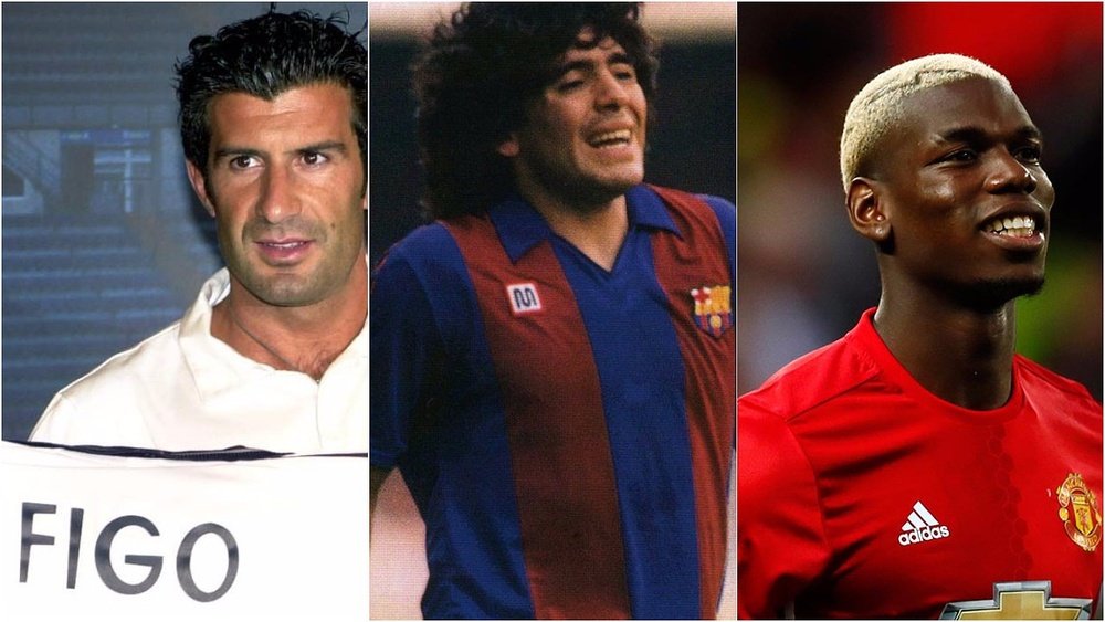 Montage de Figo, Maradona et Pogba. BeSoccer