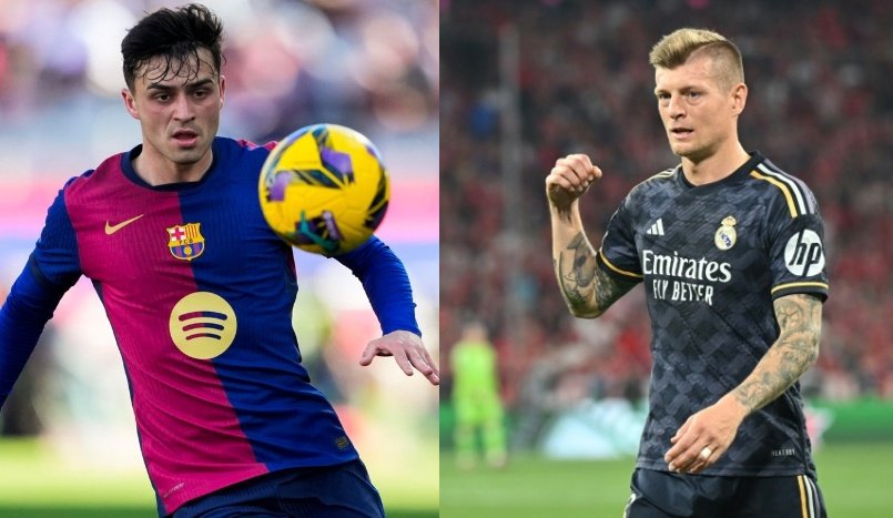 Kroos reivindica al mediocentro con Pedri. EFE/AFP