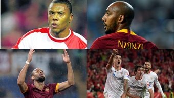 Los futbolistas que han pasado por la Roma y el Sevilla. EFE/AFP