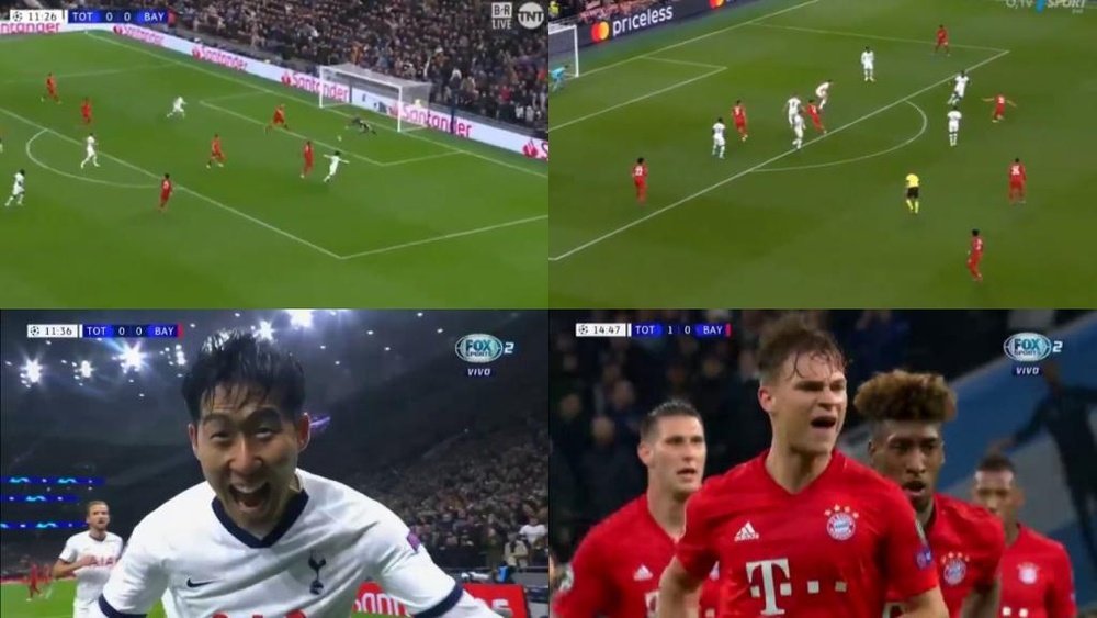 Début de match de folie entre Tottenham et le Bayern. Captura/FoxSports