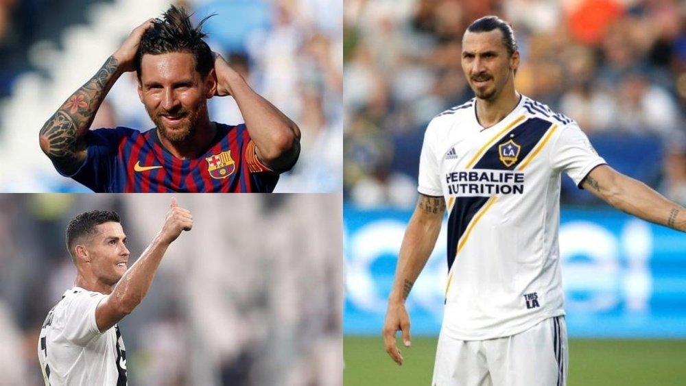 Ibrahimovic entró en la historia junto a Messi y Cristiano. EFE/AFP