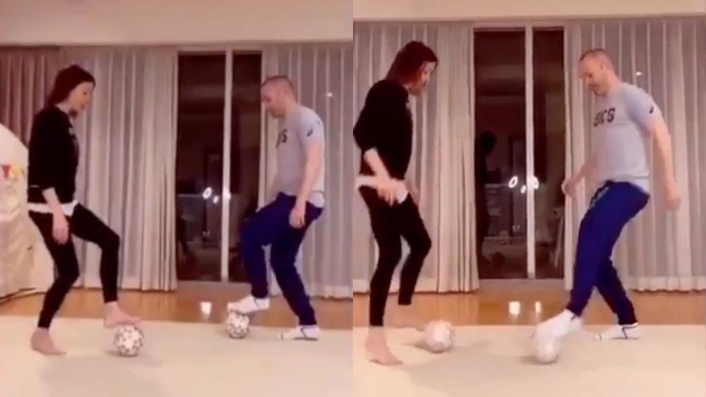 Iniesta and his wife did the dance. Instagram