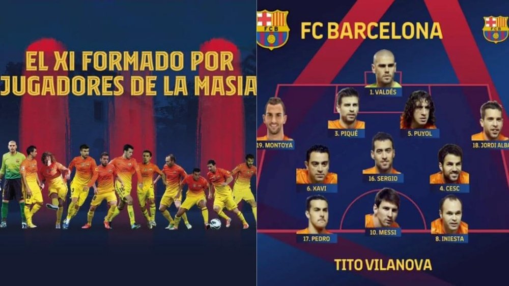 O dia em que o Barça jogou com 11 da La Masia. Captura/FCBarcelona