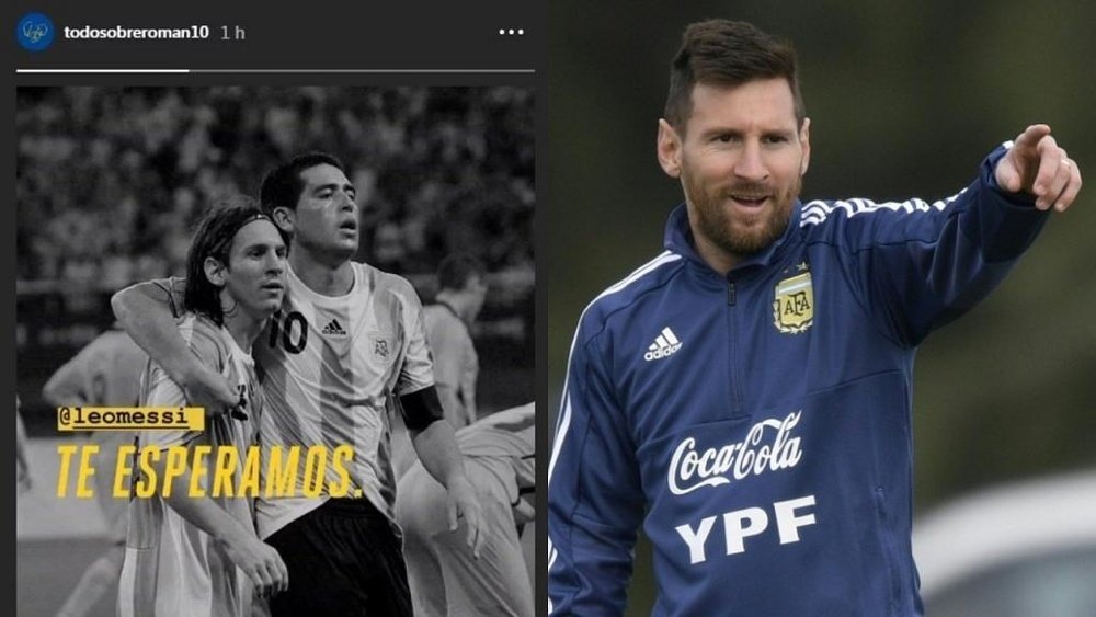 La invitación oficial a Messi por el homenaje a Riquelme. Instagram/todosobreroman10/EFE
