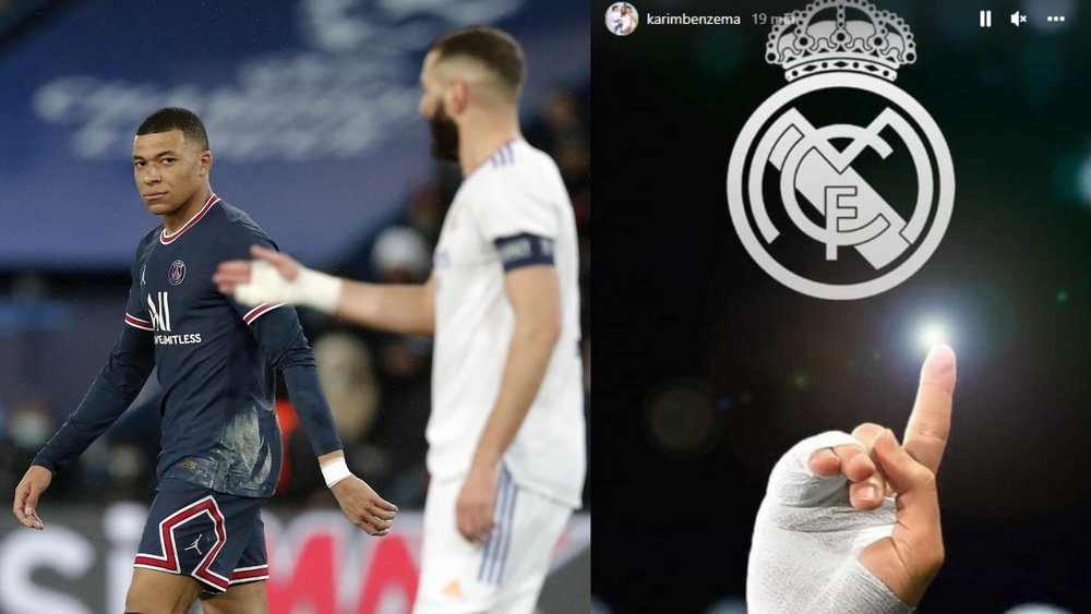 Mbappé, sobre o storie de Benzema.EFE/KarimBenzema