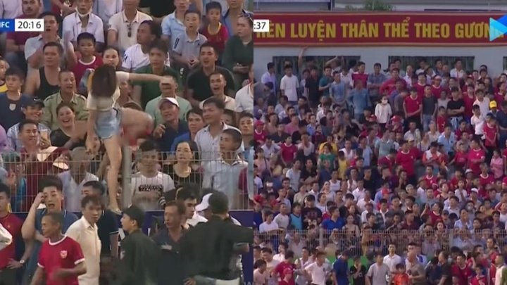 Craziness in Vietnam: pitch invasion due to overcrowding of fans