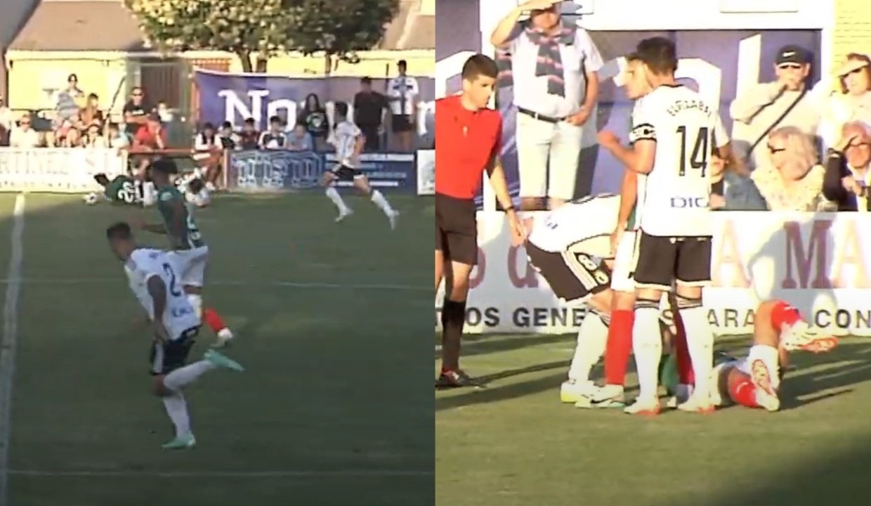 Giuliano Simone was unable to get to his feet. Youtube/Alaves