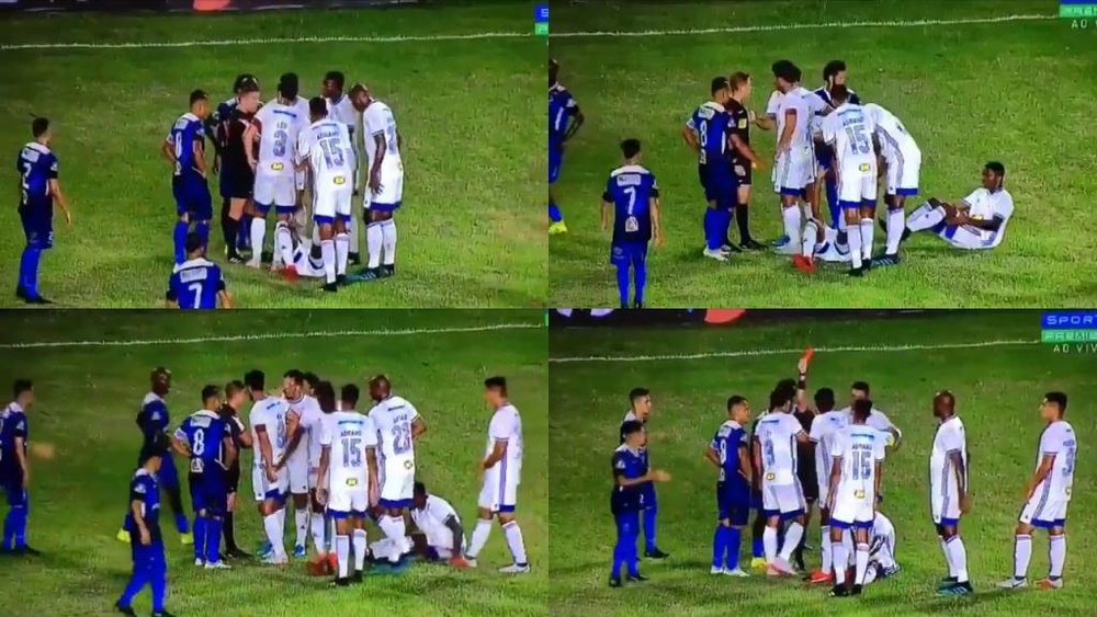 Cruzeiro intentó engañar al árbitro. Capturas/SporTV