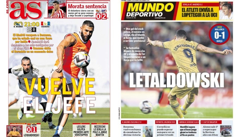 As capas da imprensa esportiva. AS/mundo Deportivo