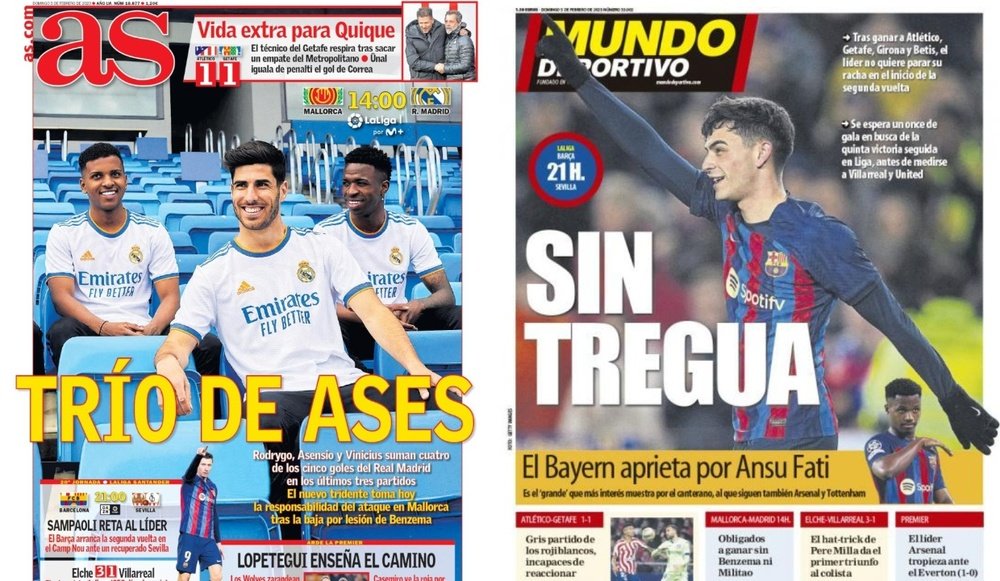 Portadas de la prensa deportiva del 05-02-23. AS/Mundo Deportivo